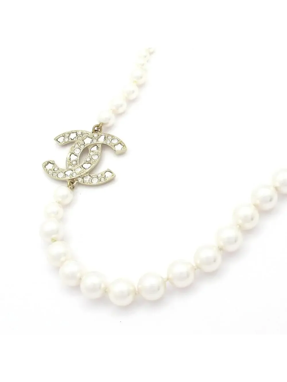 Chanel Cream Gold Clear Faux Pearl #343294C17B